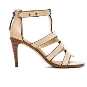 Joe’s Jeans Nude Leather “Raven Heel” Strappy Sandals   Size 10   New w Box